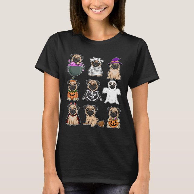 Mops Halloween Kostüm Spooky Ghost Pumpkin Mops Ha T-Shirt (Vorderseite)