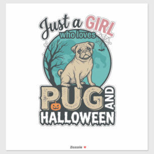 Mops-Halloween-Mädchen Vintage-Vector-Design (2)_1 Aufkleber