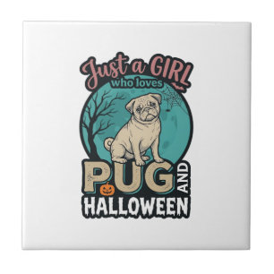 Mops-Halloween-Mädchen-Vintage-Vektordesign_1 Fliese
