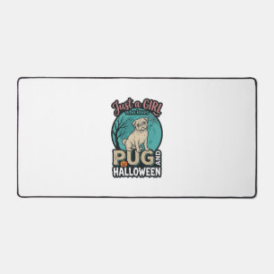 Mops-Halloween-Mädchen Vintage-Vektordesign_1 Schreibtischunterlage