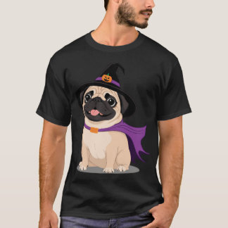 Mops Halloween mit Hut T-Shirt