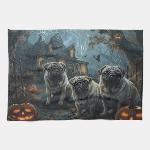 Mops Halloween Nacht Hundevergnügen Geschirrtuch