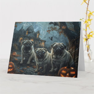 Mops Halloween Nacht Hundevergnügen Karte