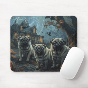 Mops Halloween Night Doggy Delight Mousepad