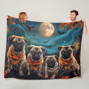 Mops Halloween Spooky Fleecedecke