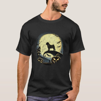 Mops Halloween Spooky Moon T-Shirt Hund Lover Mops