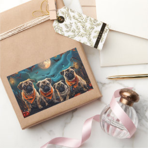 Mops Halloween Spooky Rechteckiger Aufkleber