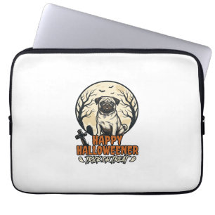 Mops Halloween-Süßigkeiten oder Saures Vintage-Gra Laptopschutzhülle