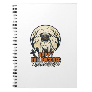 Mops Halloween-Süßigkeiten oder Saures Vintage-Gra Notizblock