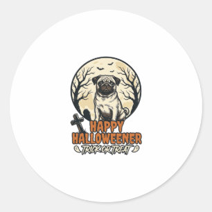 Mops Halloween-Süßigkeiten oder Saures Vintage-Sti Runder Aufkleber