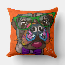 Mops, handbemalt kissen