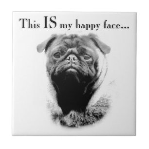 Mops Happy Face Fliese