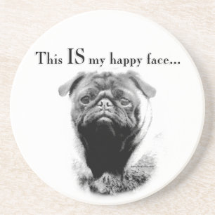 Mops Happy Face Getränkeuntersetzer