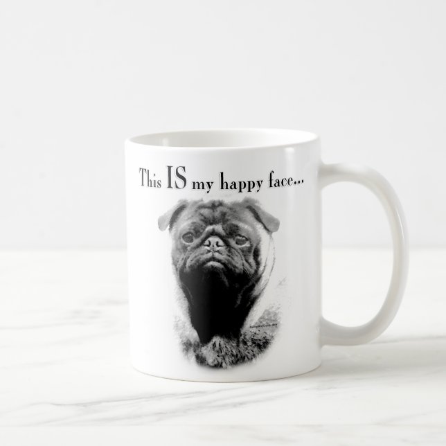 Mops Happy Face Kaffeetasse (Rechts)