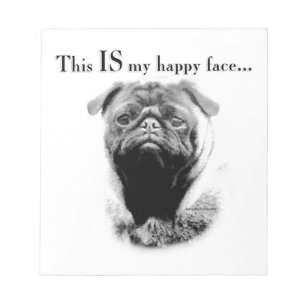 Mops Happy Face Notizblock
