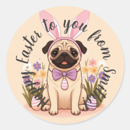 Mops Happy Oaster Aufkleber