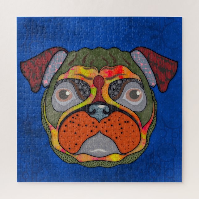 Mops hässliche Hunde Gesicht Jigsaw Puzzle (Vertikal)