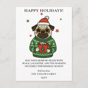 Mops hässlicher Weihnachtspullover Christmas Hot C Feiertagspostkarte