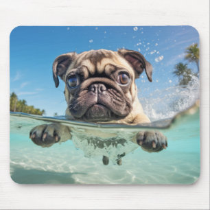 Mops Haustier Tierspass Wasserspielen Mousepad