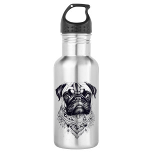 Mops Haustiere Tiere Art Illustration Kunst, Dicht Edelstahlflasche