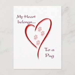 Mops Heart Belongs Postkarte