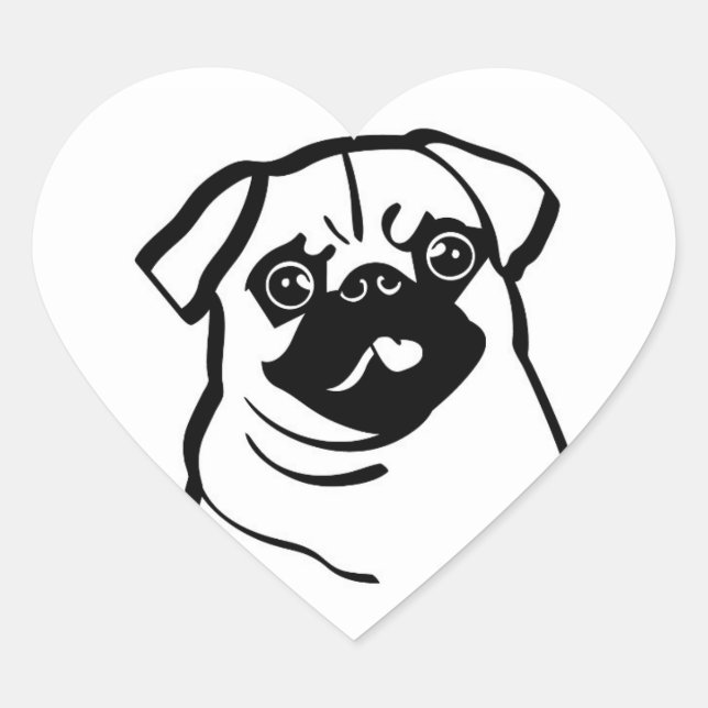 Mops Heart-Shaped Stickers (Vorderseite)