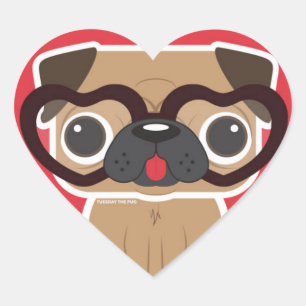 Mops Heart Sticker