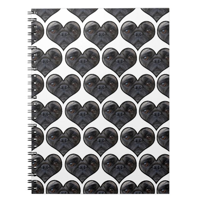 Mops Hearts Notizblock (Vorderseite)