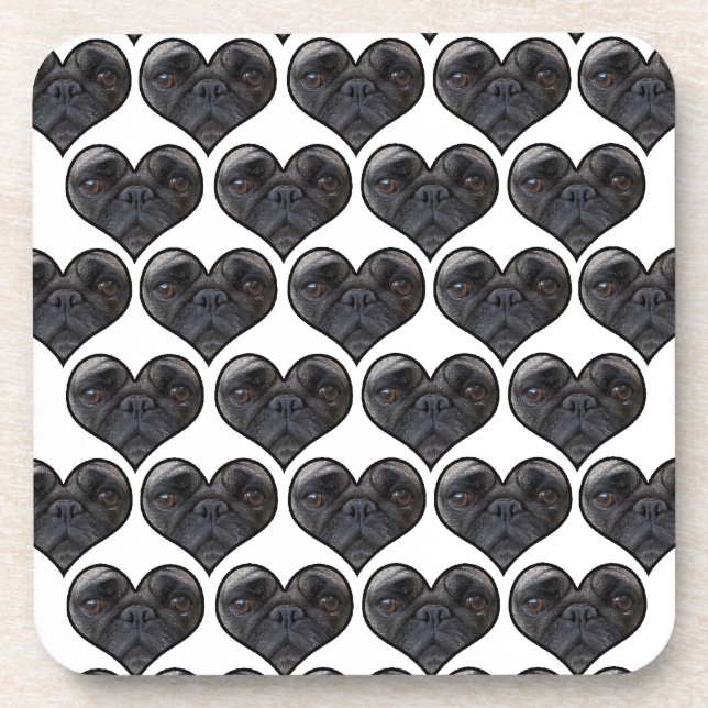Mops Hearts Untersetzer (Vorderseite)