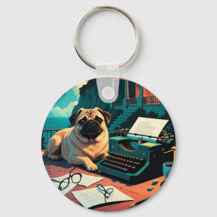 Mops-Herrchen vintage Schlüsselanhänger