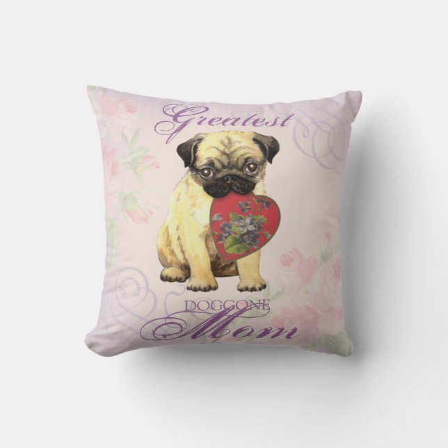 Mops Herzliche Mama Kissen (Vorderseite)