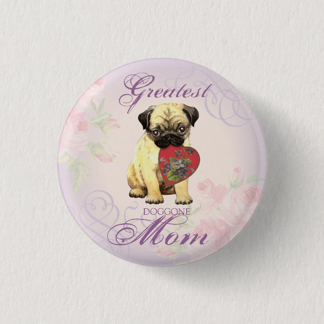 Mops Herzstück Mama Button (Vorderseite)