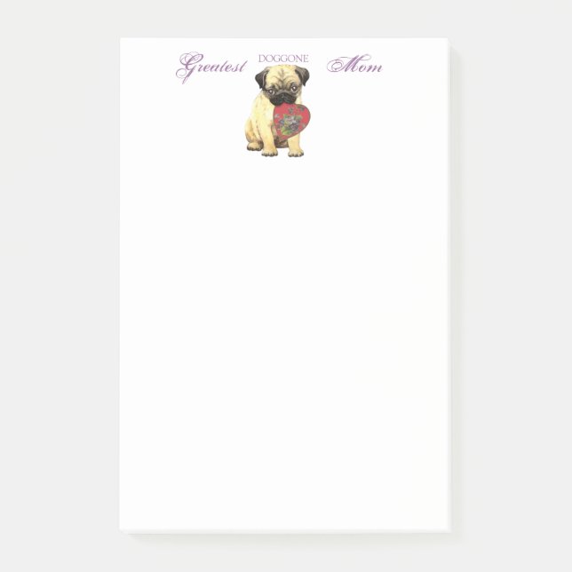 Mops Herzstück Mama Post-it Klebezettel (Vorderseite)