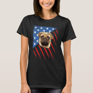 Mops-Hund 4. Juli Patriotische amerikanische Flagg T-Shirt