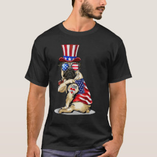 Mops Hund 4. Juli US-Flagge Brille Patriotischer H T-Shirt
