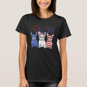 Mops Hund 4. Juli USA Amerikanische Flagge Feuerwe T-Shirt