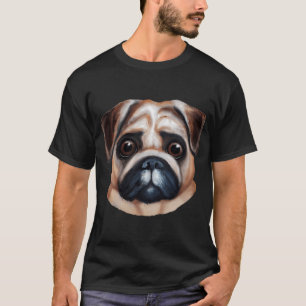 Mops-Hund Acryl/Digital-Gemälde T-Shirt