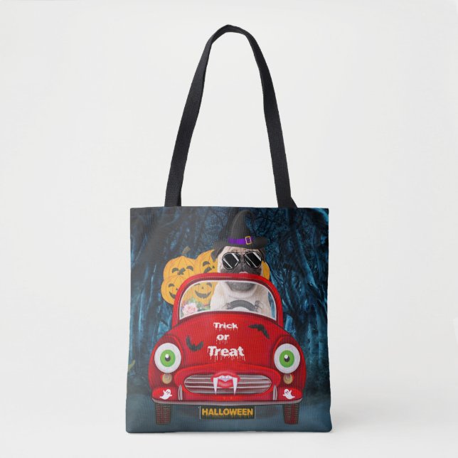 Mops Hund Autofahren Auto Beängstigend Halloween Tasche (Vorderseite)