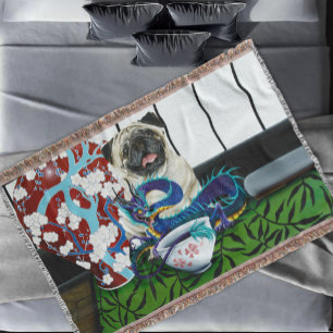 Mops Hund Chinesischer Drache Decke