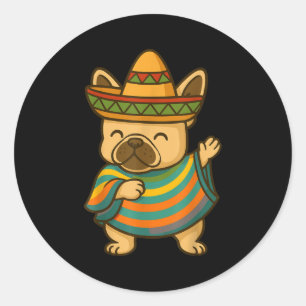 Mops hund dabbing Cinco de Mayo  Runder Aufkleber