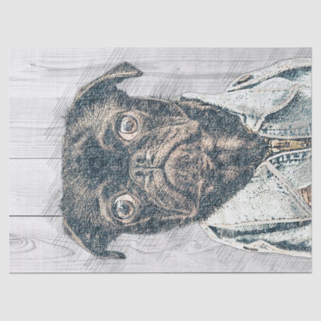 Mops Hund Decoupage Seidenpapier (Vorderseite)