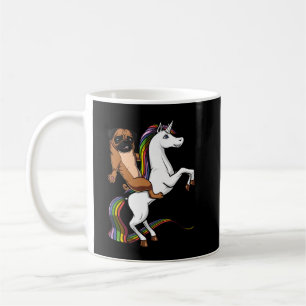 Mops-Hund, der magischen Unicorn reitet Kaffeetasse