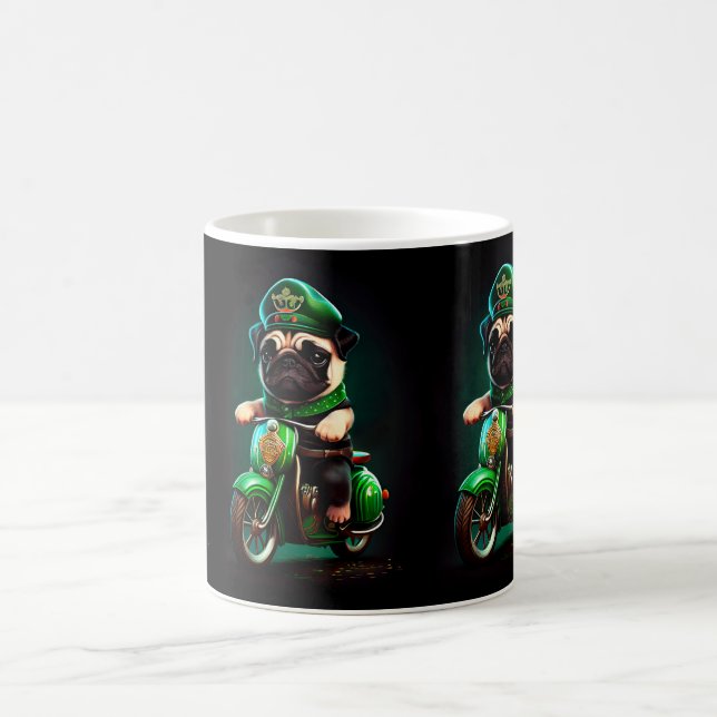 Mops Hund Fahrrad St. Patrick's Day Kaffeetasse (Mittel)