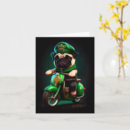 Mops Hund Fahrrad St. Patrick's Day Karte