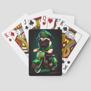 Mops Hund Fahrrad St. Patrick's Day Spielkarten