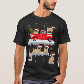 Mops-Hund fährt Weihnachtsbaum roter Lastwagen Pug T-Shirt