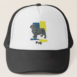 Mops Hund Französisch schneiden Silhouette Tricolo Truckerkappe