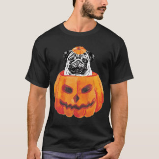 Mops Hund Frohes Halloween Kürbis T-Shirt