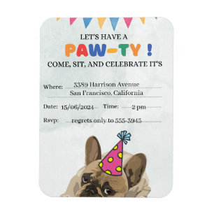 Mops Hund Geburtstagsparty Welpe Paw ty Geburtstag Magnet