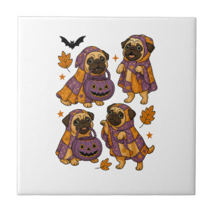 Mops-Hund-Geist Halloween Gruselig Fliese